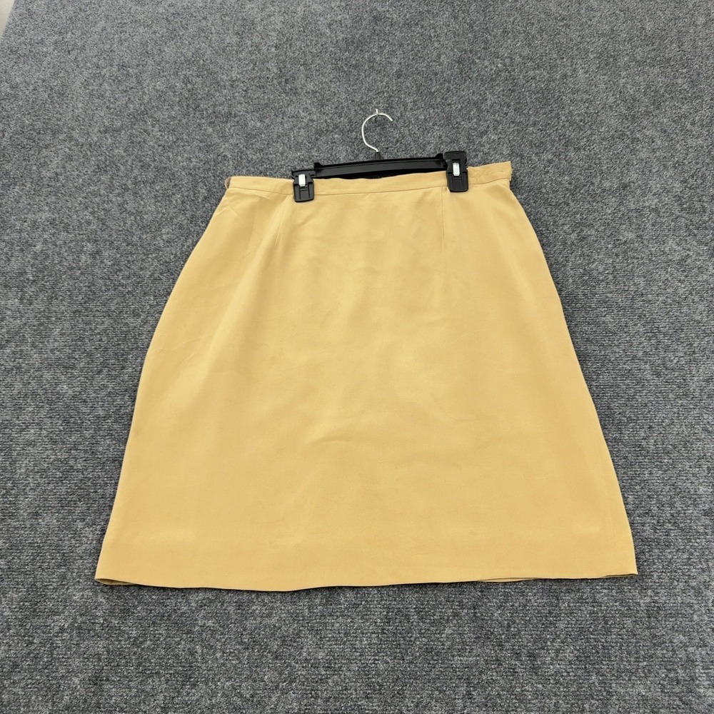 Jones New York Skirt Womens 14 Tan Silk Knee Length Back Vent Classic Minimalist